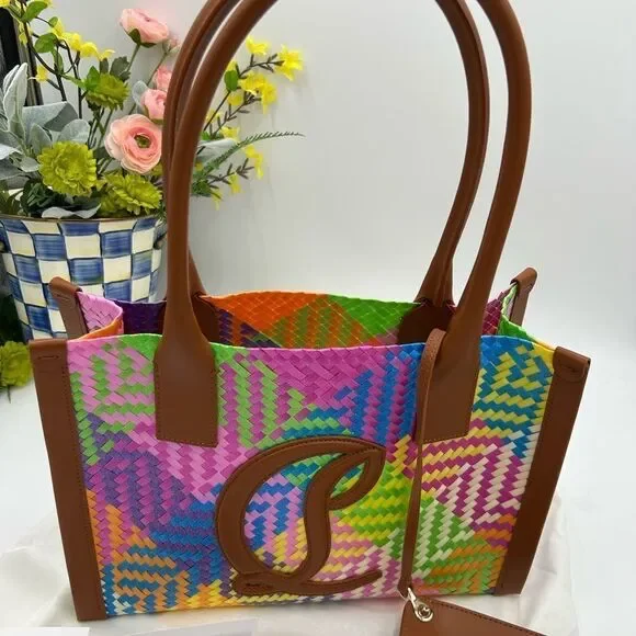 Women’s Christian Louboutin side-by-side tote with removable pouch made in Italy - Picture 3 of 12